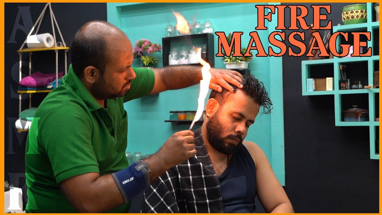 Intense fire massage therapy and head massage #asmr