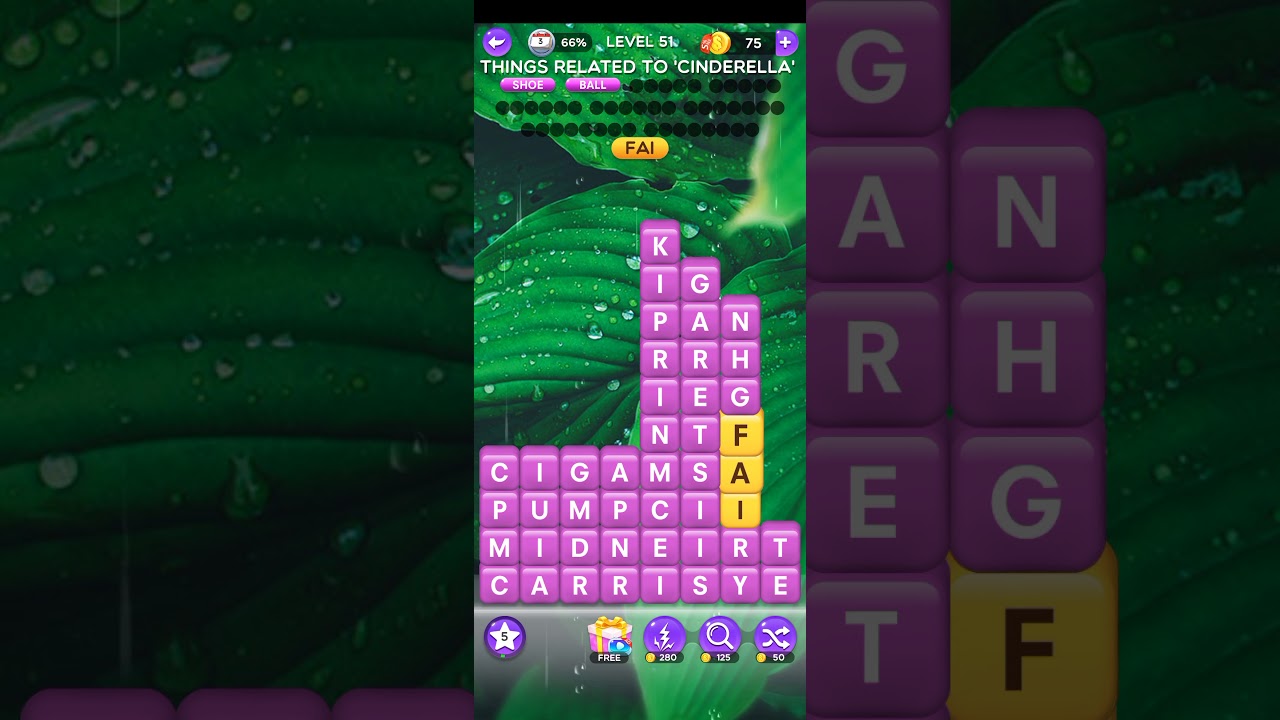 Word Crush Level 51 | Word Crush Things Related To &lsquo;Cinderella&rsquo;