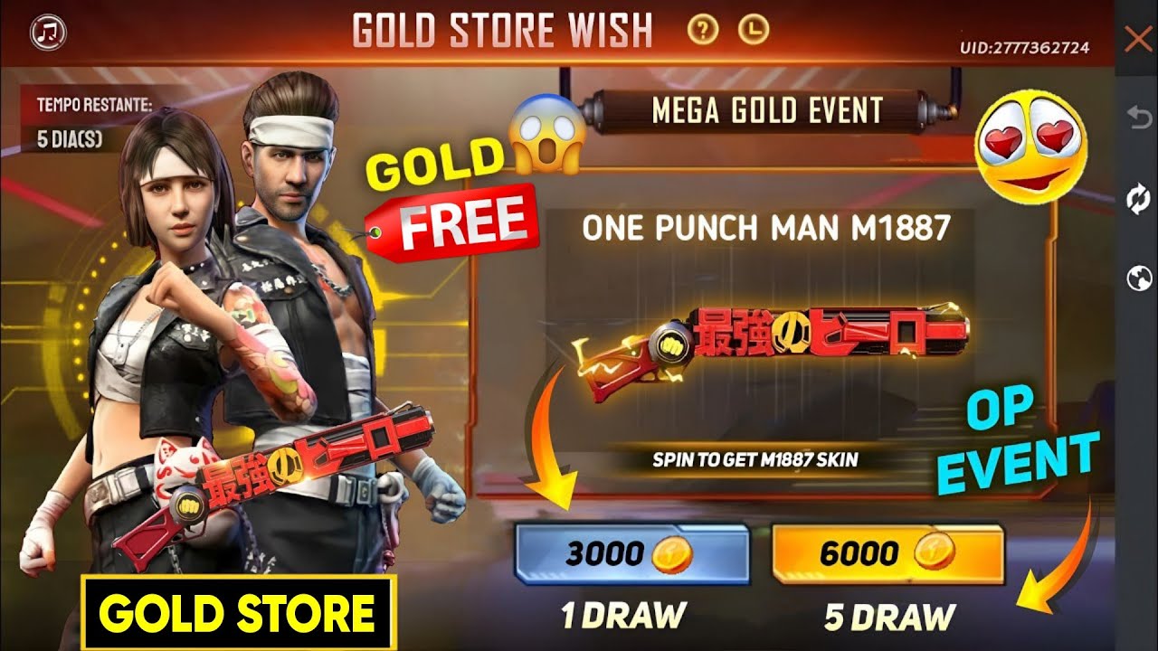 FF Max 💥 Gold Store's Free Rewards ||  Return M1887 Skin Event || Store Gaming