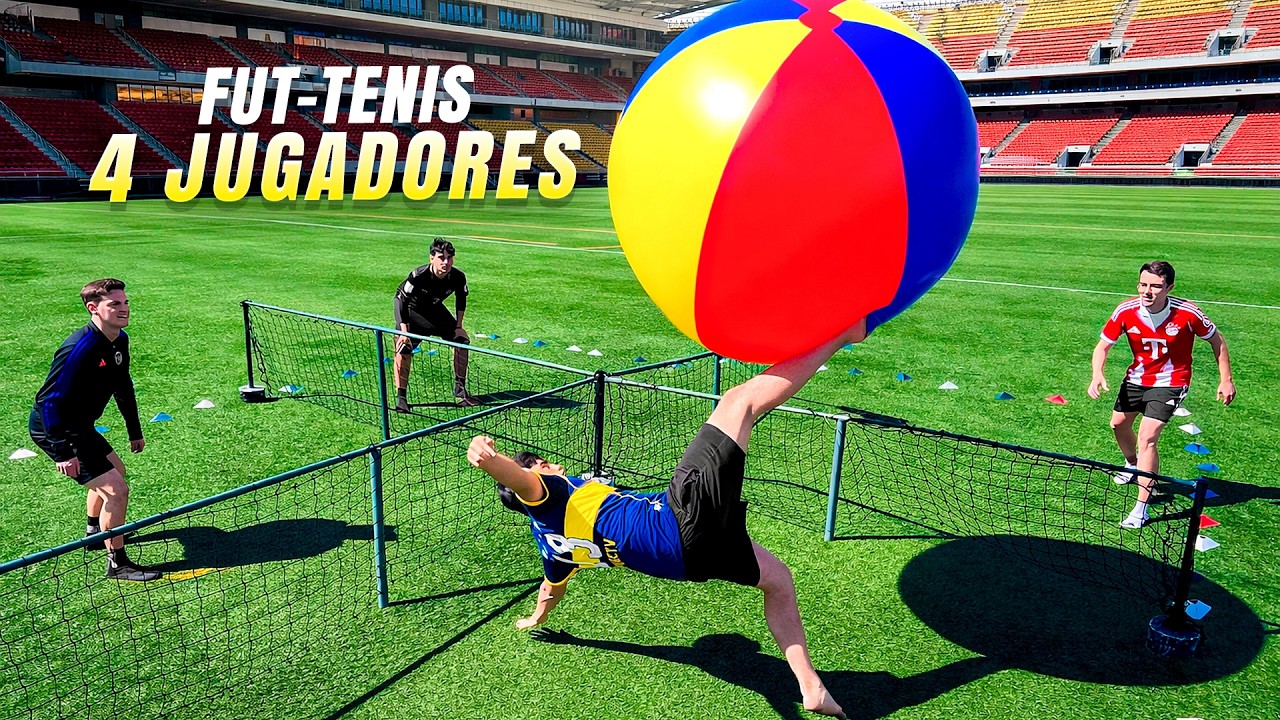 FUT-TENIS con 4 JUGADORES *Retos de f&uacute;tbol*