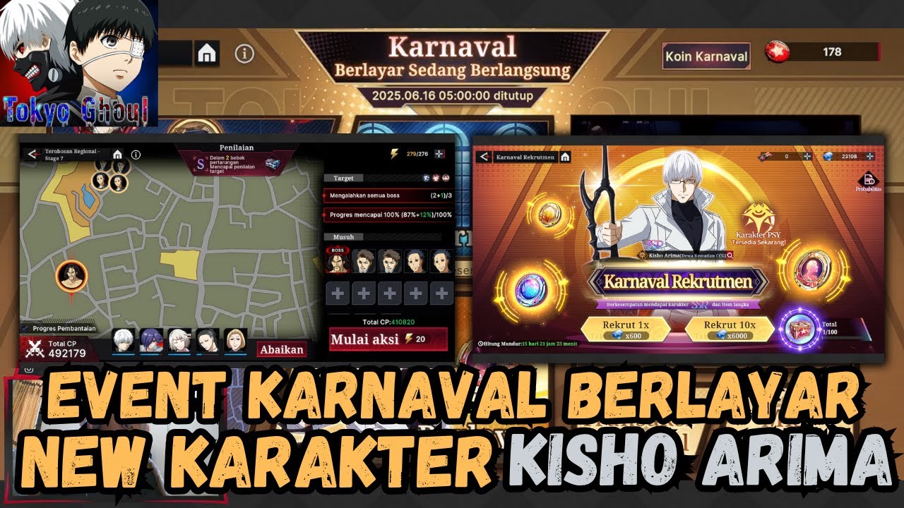 BAHAS EVENT KARNAVAL BERLAYAR, ADA NEW KARAKTER KISHO ARIMA TIPE PSY!! TOKYO GHOUL AWAKENING