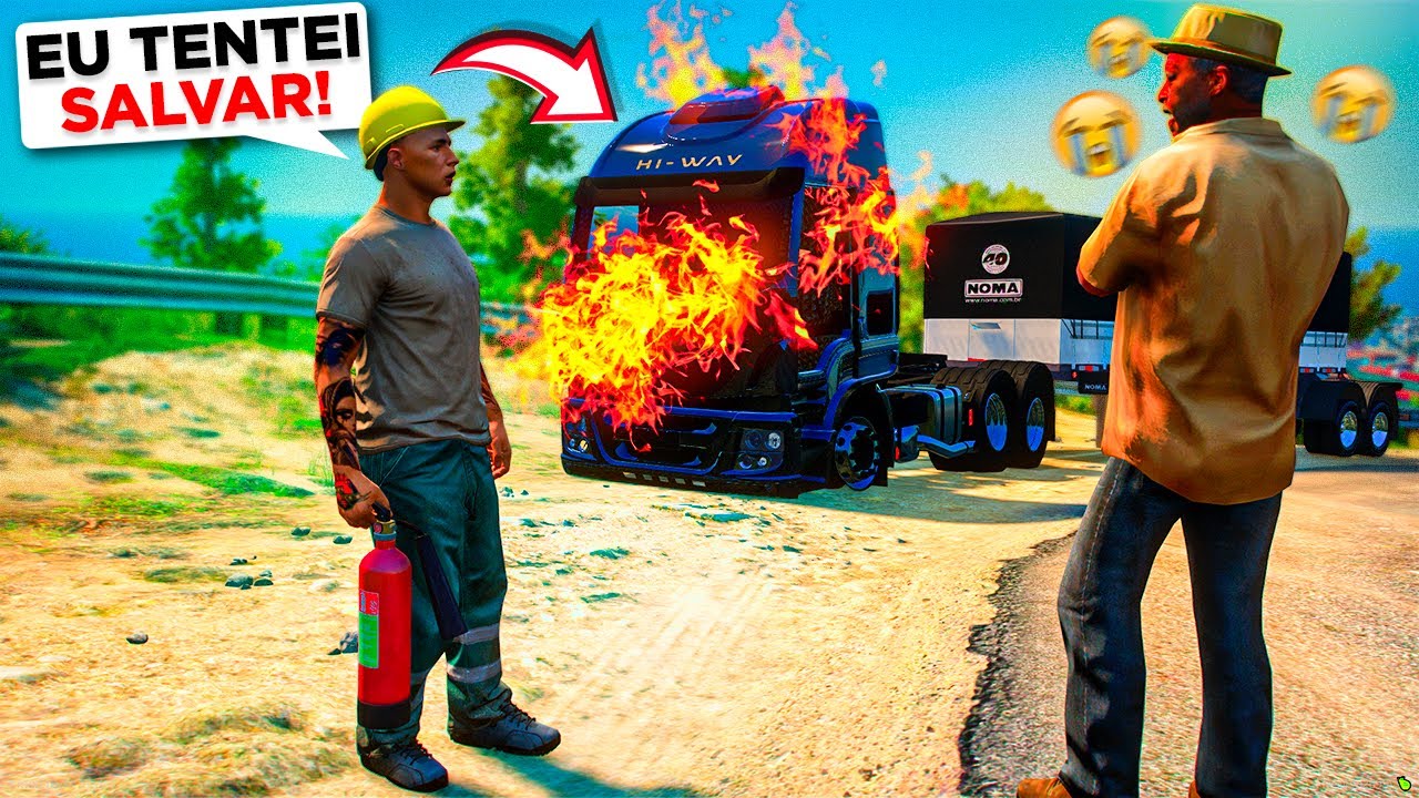 GTA V VIDA DE CAMINHONEIRO | TRISTE REALIDADE DOS CAMINHONEIROS NA ESTRADA 😥! QUEIMOU TUDO 🔥 #216