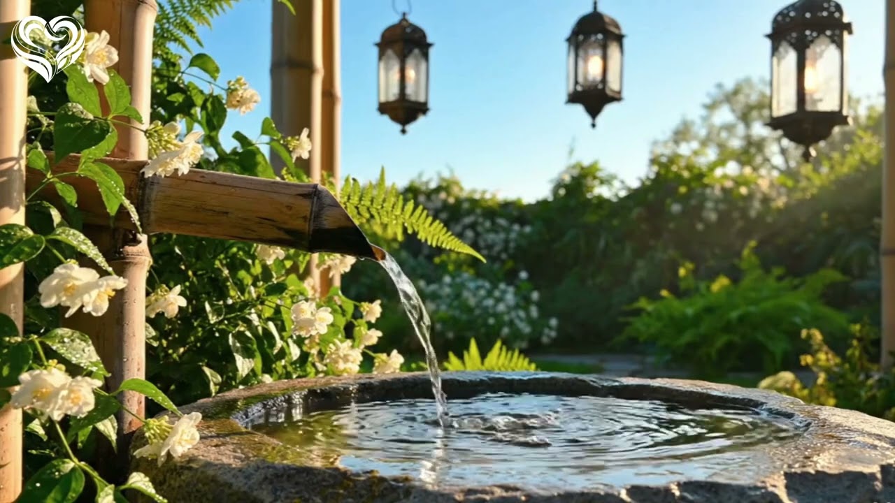 Peaceful Ramadan Morning ☀️ | Bamboo Fountain & Fresh Garden Ambience