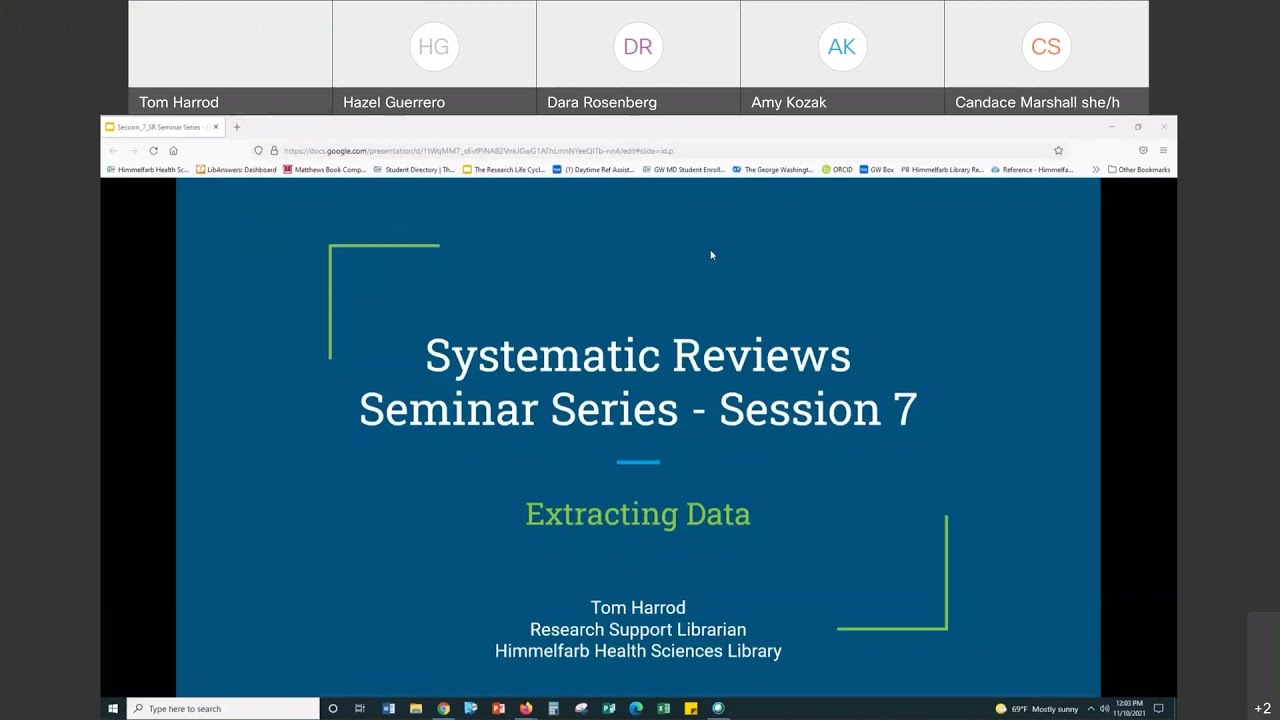 Fall 2021 Systematic Review Seminar Series Session 7: Extracting Data