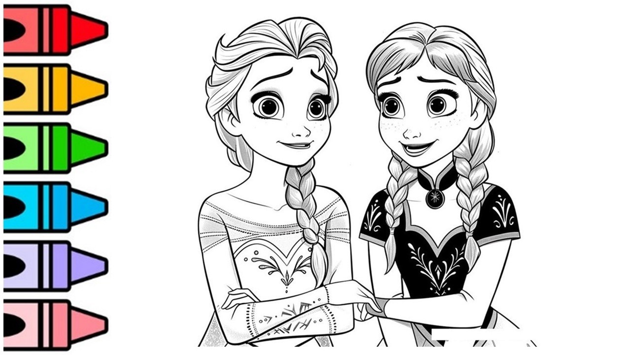 Elsa And Anna Frozen Drawing For Kids, Panting And Coloring For Kids And Toddlers |
