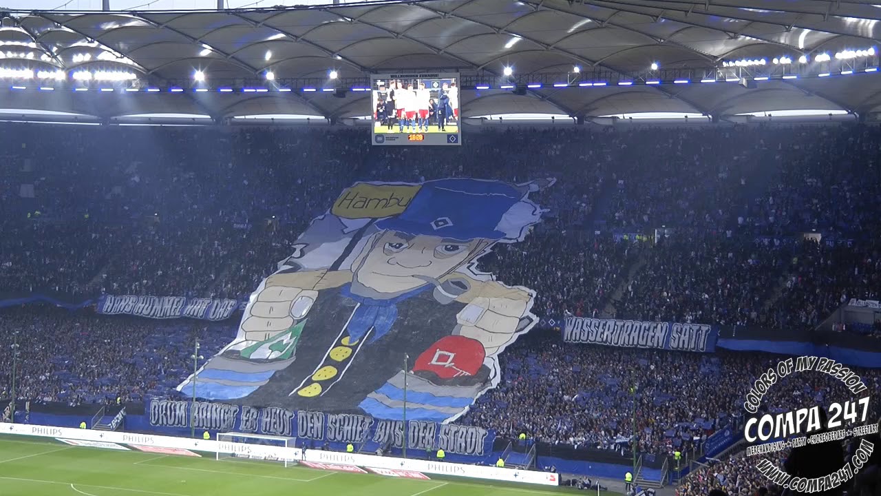 Hamburger SV - SV Werder Bremen 30.09.2017 Choreo der HSV Fans + Intro 2. Halbzeit