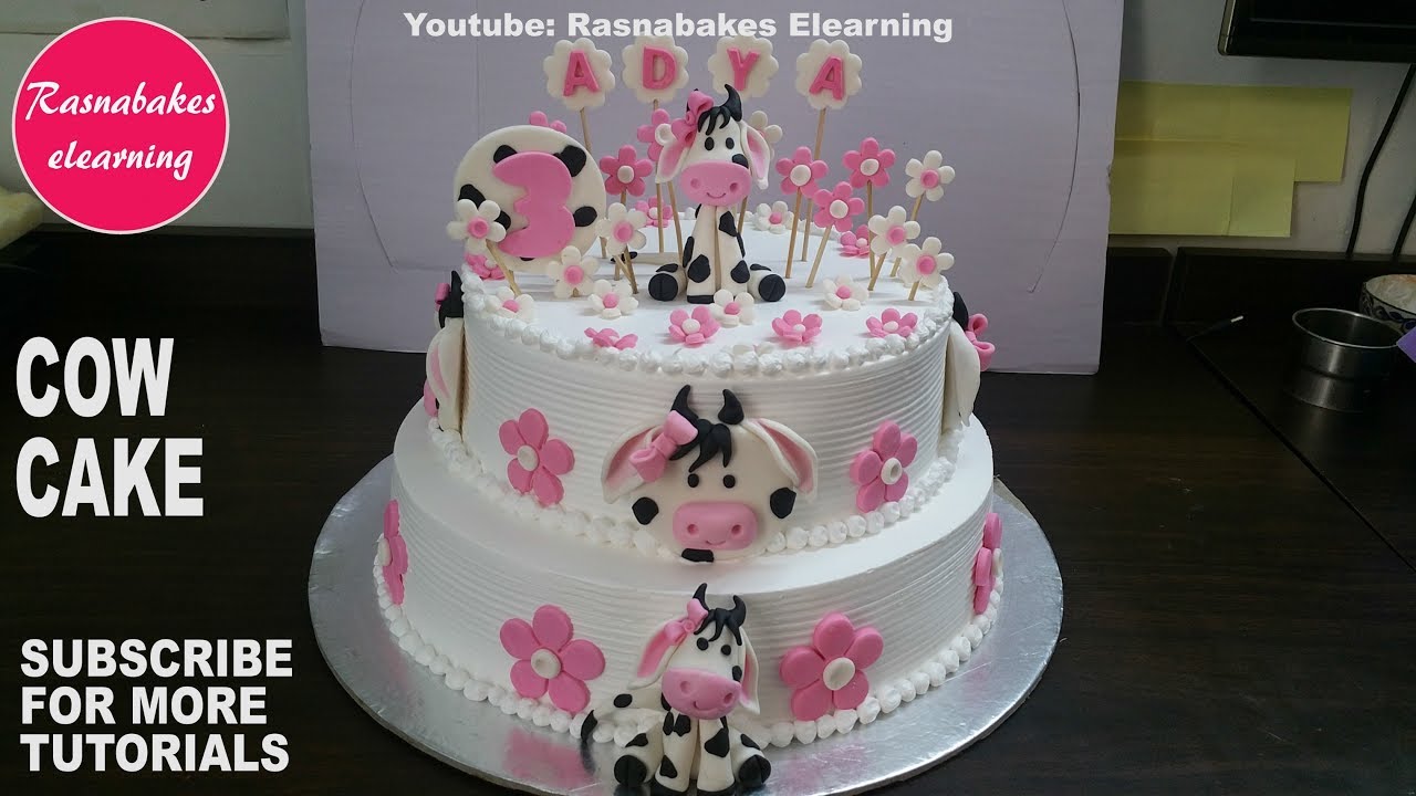 How to make Farm animal cow cake design:happy birthday cake pic ideas:cake decorating classes