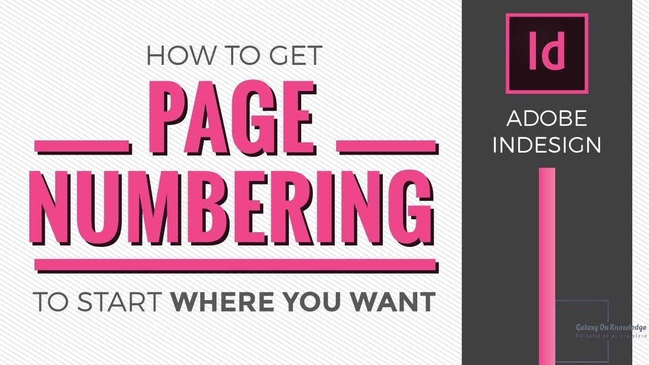 Start page numbering from any pages (How to Start Page Numbering from a Specific Page in InDesign)