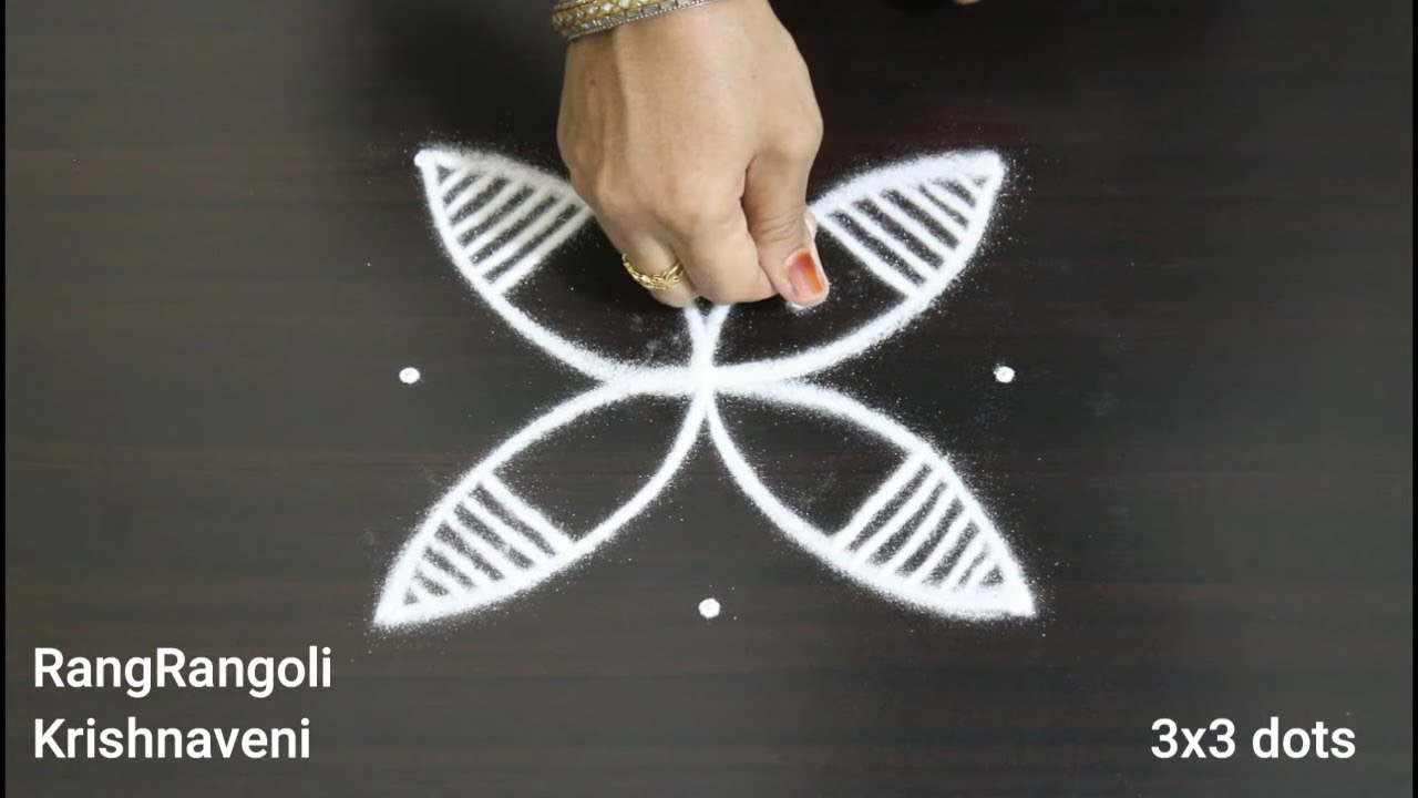 Apartment Kolam🍀3x3 dots Chinna Muggulu🍀Daily Rangoli Designs🍀RangRangoli Krishnaveni