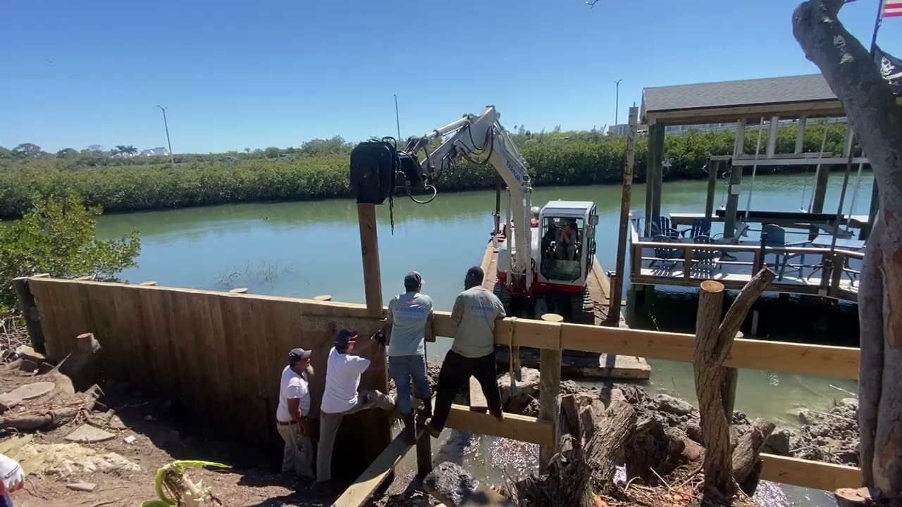 Day of building wood seawall #seawall  #tampabay #hardwork 