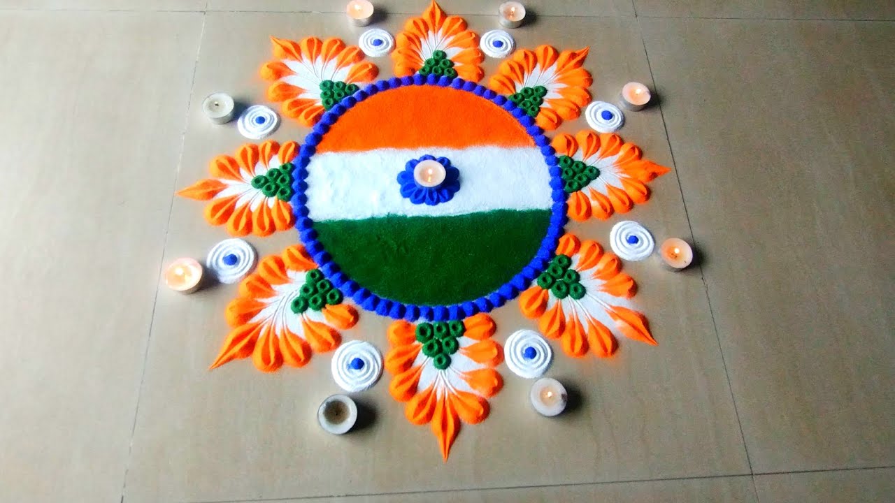 Republic day rangoli design  | easy 26 january rangoli design  | 🇮🇳  गणतंत्र दिवस रंगोली  