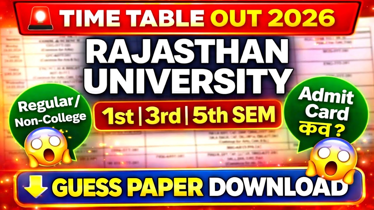 Rajasthan University Exams 2026 | Uniraj 1st, 3rd & 5th Semester Exam 2026 Time Table 😱 | Admit Card