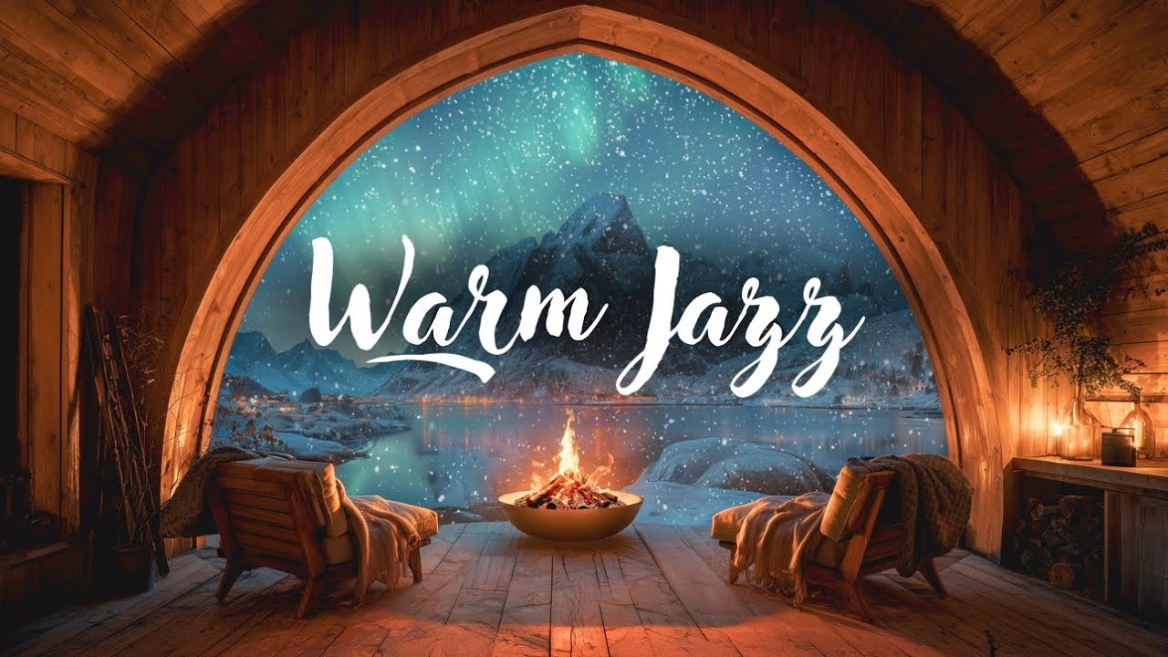 Warm Jazz & Crackling Fireplace Ambience ❄️ Snoewt Cabin with Mountain View for Sleep, Relax