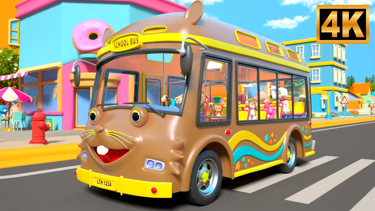 Wheels on the Bus Go Round and Round | Animated Nursery Rhymes for Kids