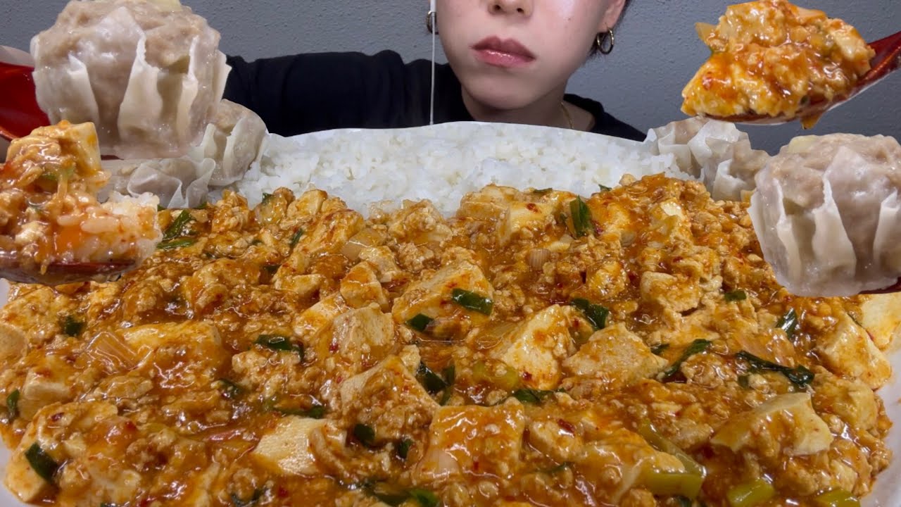 【麻婆豆腐丼×焼売】ASMR 日本語字幕