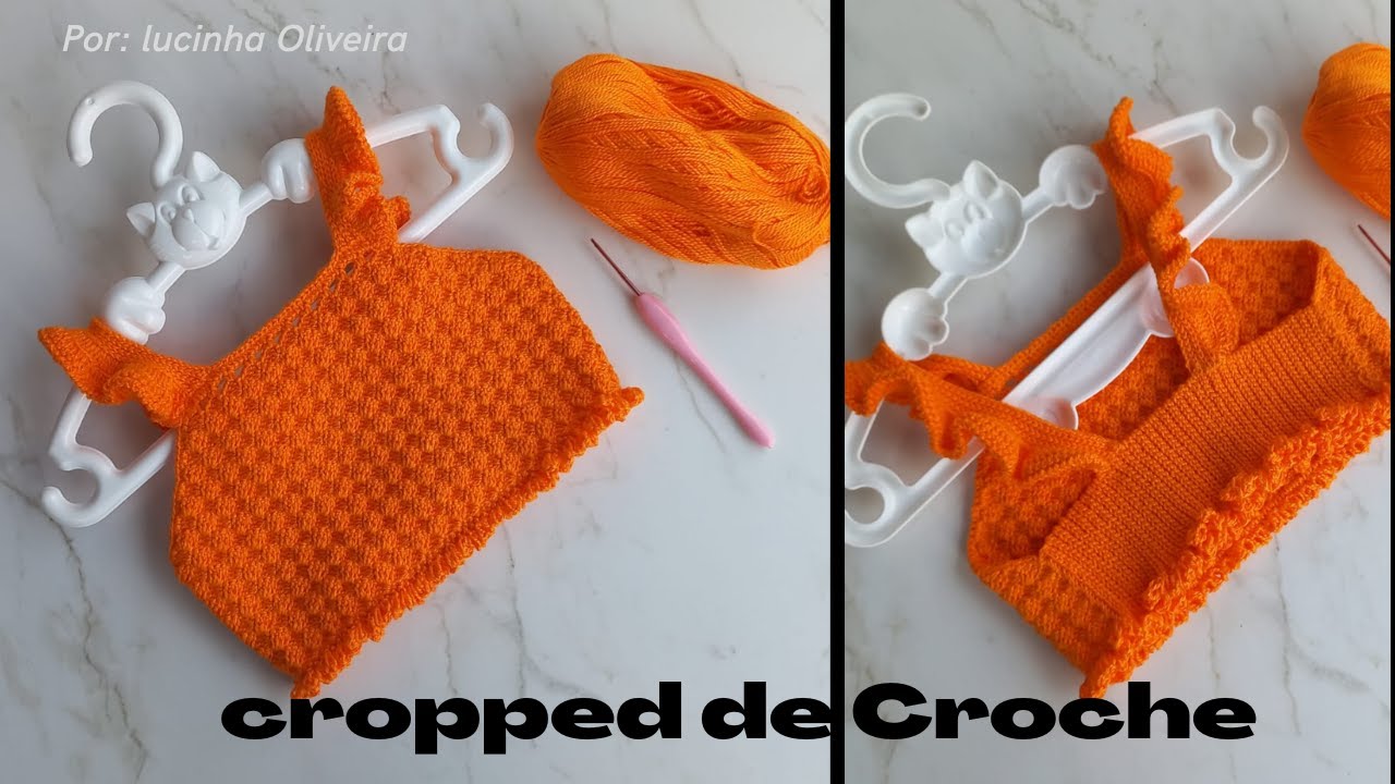 Top cropped de crochê para bebê(8 meses a 1 ano) - @FioaFioCrochê