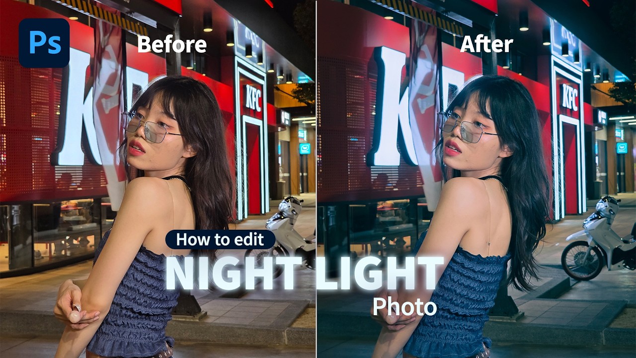 สอนแต่งรูป Photoshop ถ่ายไฟกลางคืนโทนดาร์กเท่แบบหนัง sci-fi | PILIN