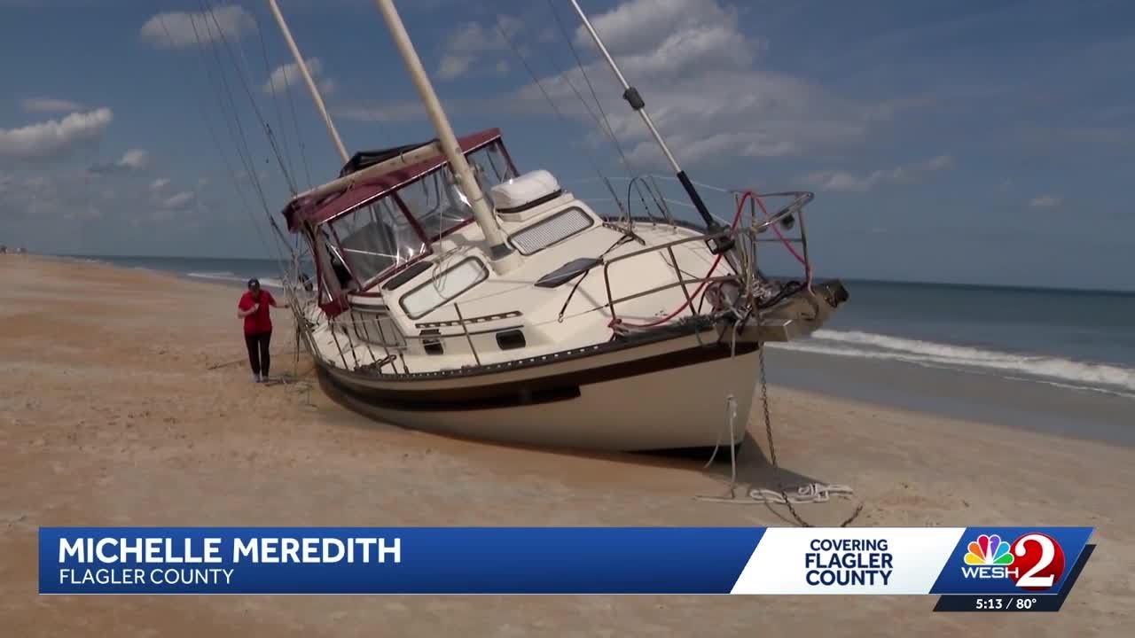 Sailboat stranded on Flagler Beach draws attention and $42k bill