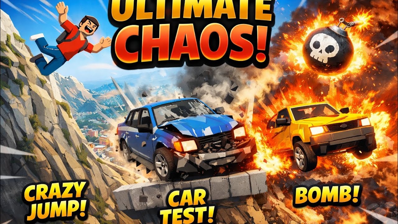 Ultimate Chaos in Dude Theft Wars | Mountain Jump, Car Crash & Bomb Test 💣🔥#DudeTheftWars #Gameplay 