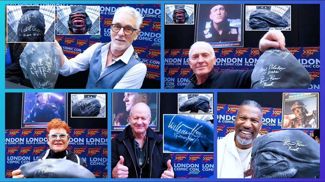 Aliens (1986) Colonial Marines actors sign Xenomorph mask WITH H.R. Giger signature ! - for charity
