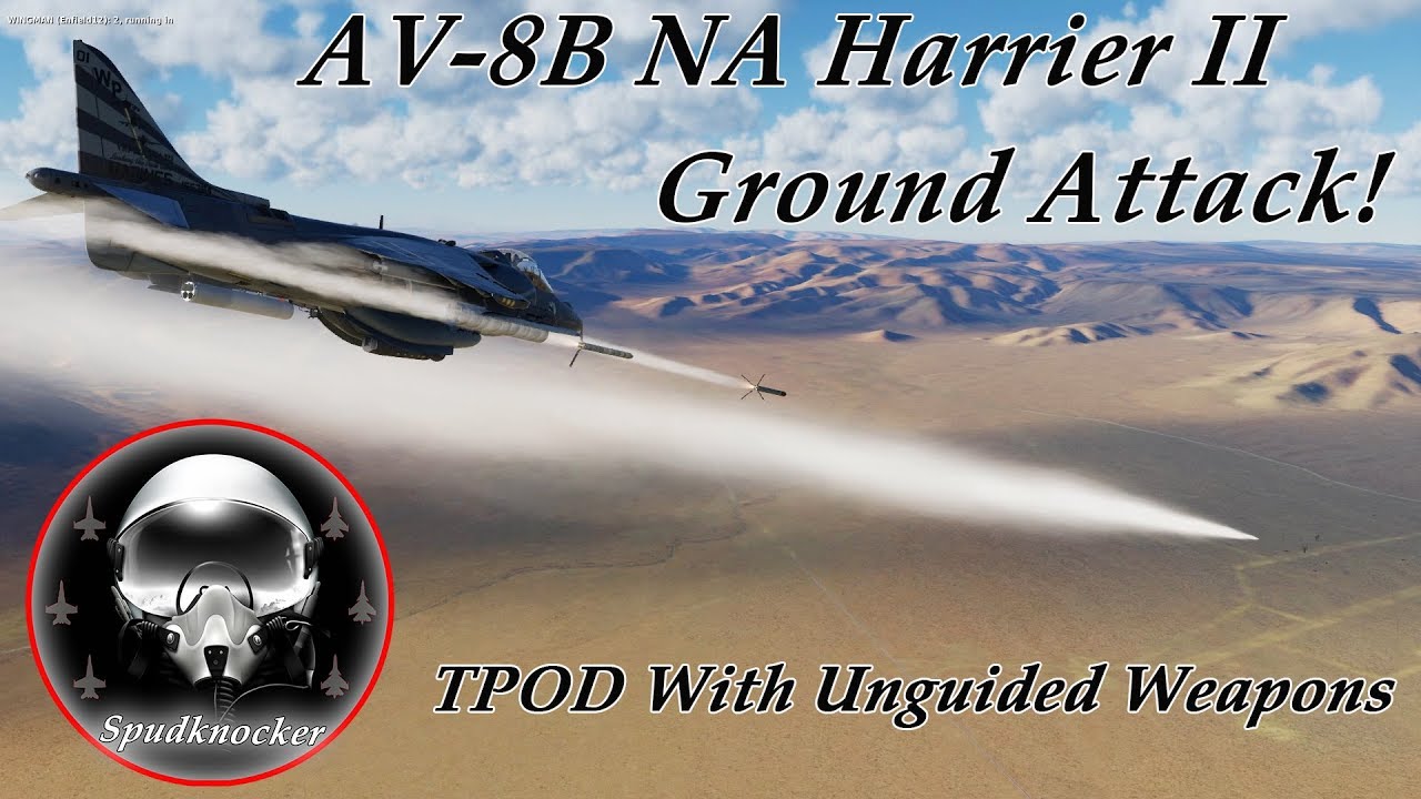 DCS World: AV-8B Harrier II Using the TPOD in Ground Attack with Unguided Weapons