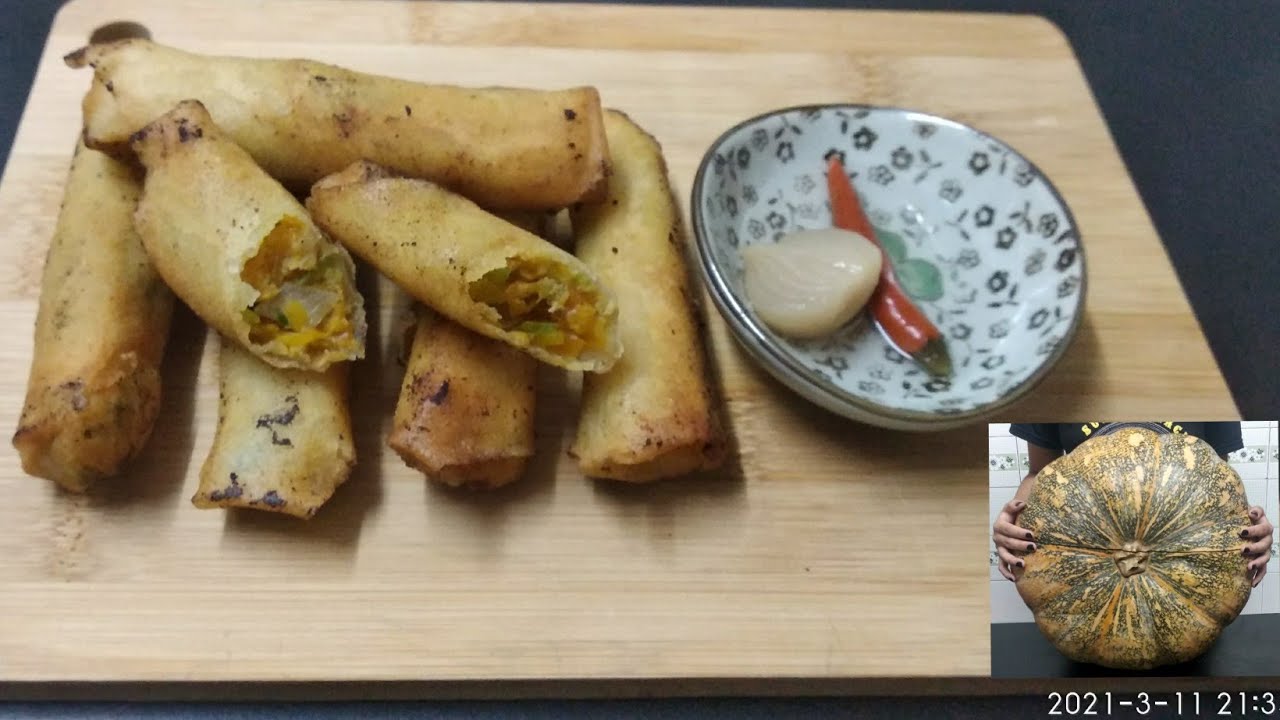 Kalabasa Spring Rolls | Pumpkin Spring Rolls