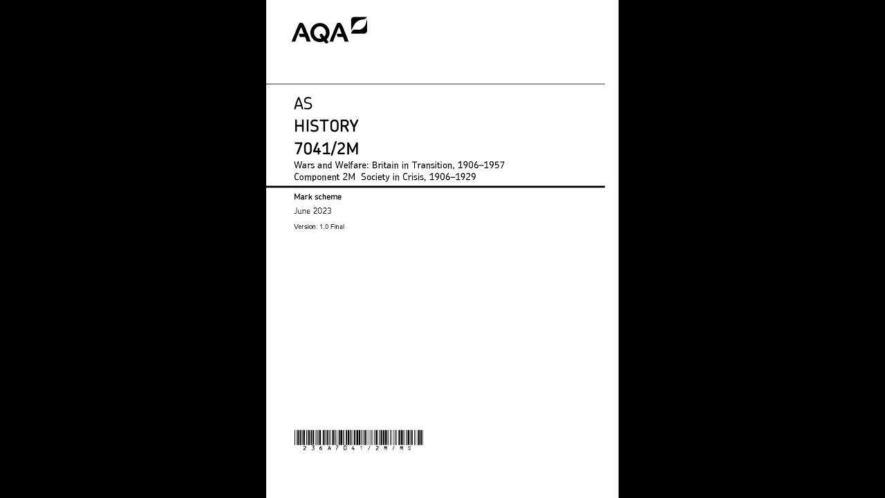 AQA As History Paper 2 June 2023 Mark Scheme 7041 2m Wars And Welfare Britain In Transition 1906