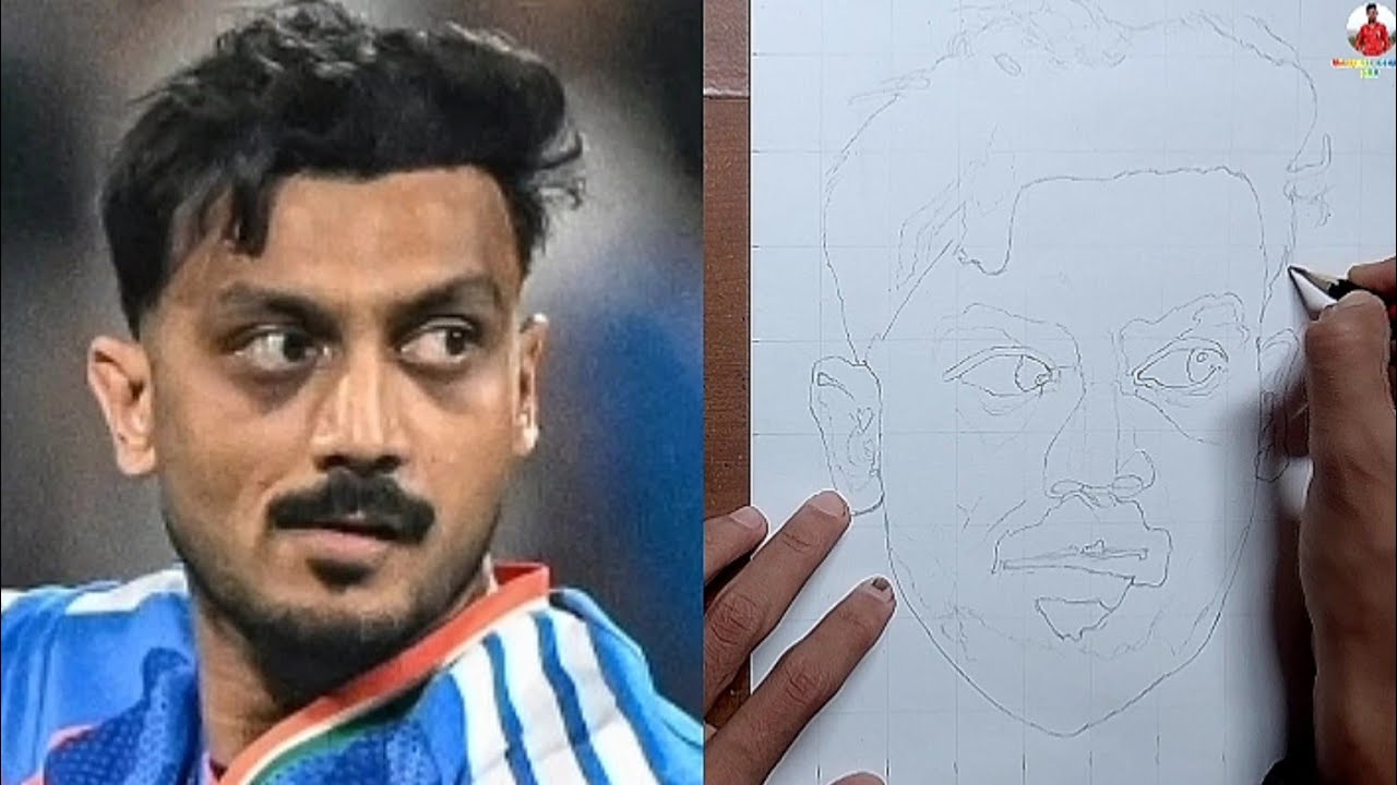 Axar patel sketch / axar patel drawing / axar patel art