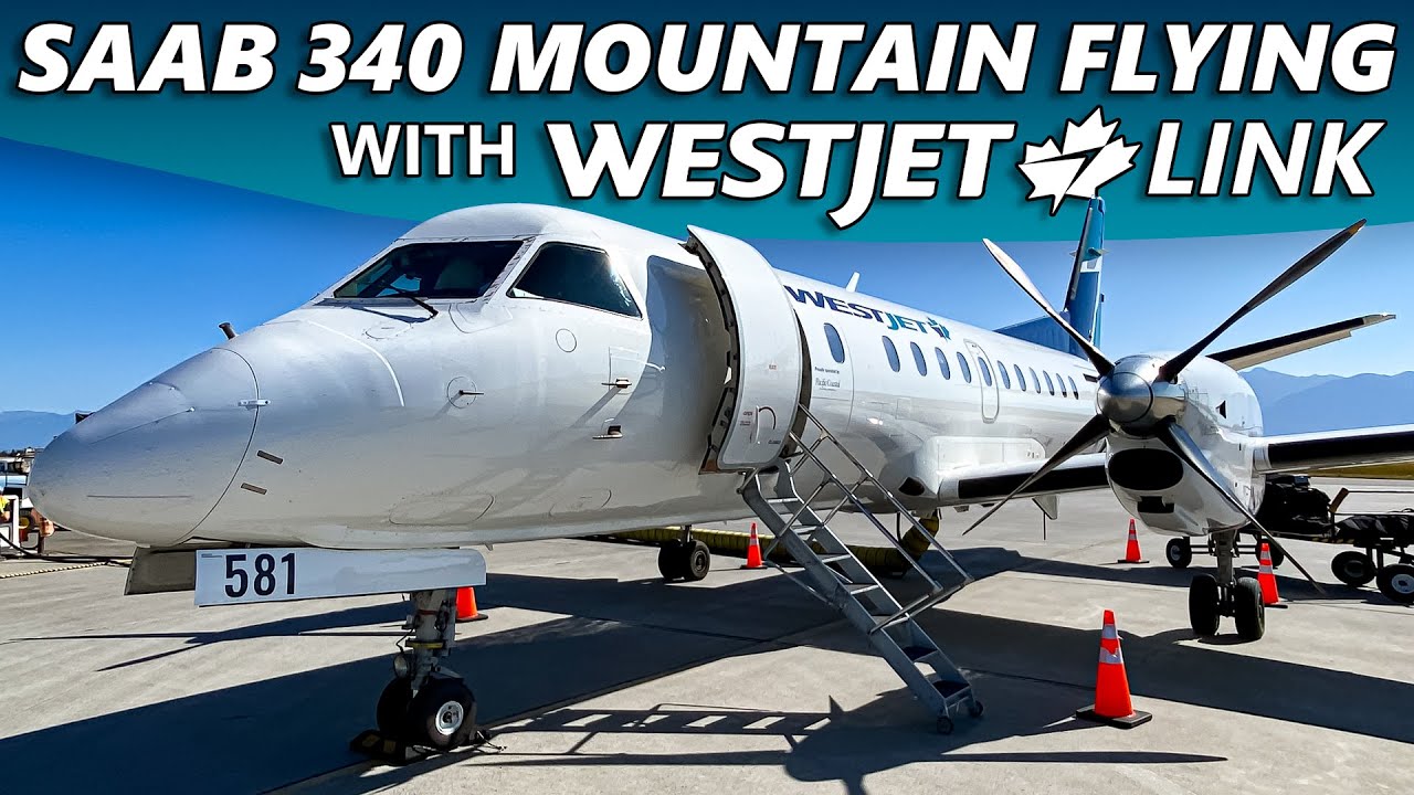 ПОЛЁТЫ НАД СКАЛИСТЫМИ ГОРАМИ с WestJet Link! Saab 340 Калгари — Крэнбрук