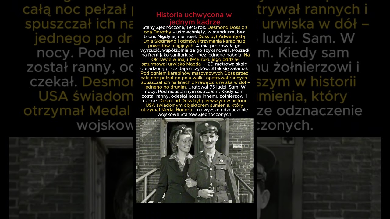 USA 1945 &ndash; Sanitariusz bez broni, kt&oacute;ry uratował 75 żołnierzy #ww2 #historia