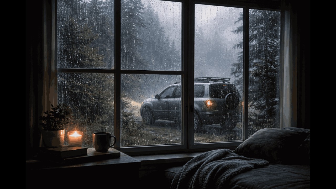 Rain & Thunder for Deep Sleep | Lonely SUV in the Storm | Cozy Window Ambience