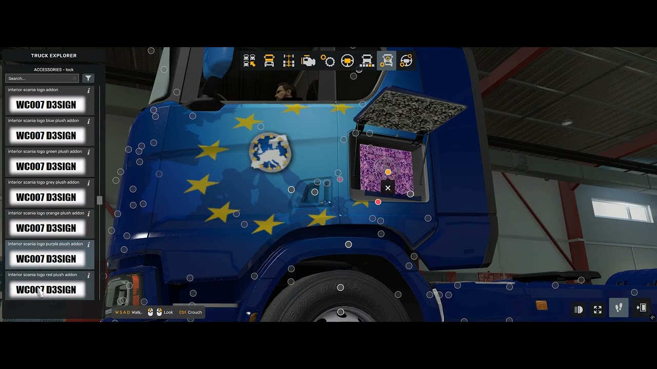 ETS2 Speakers and Scania emblem with danish plush