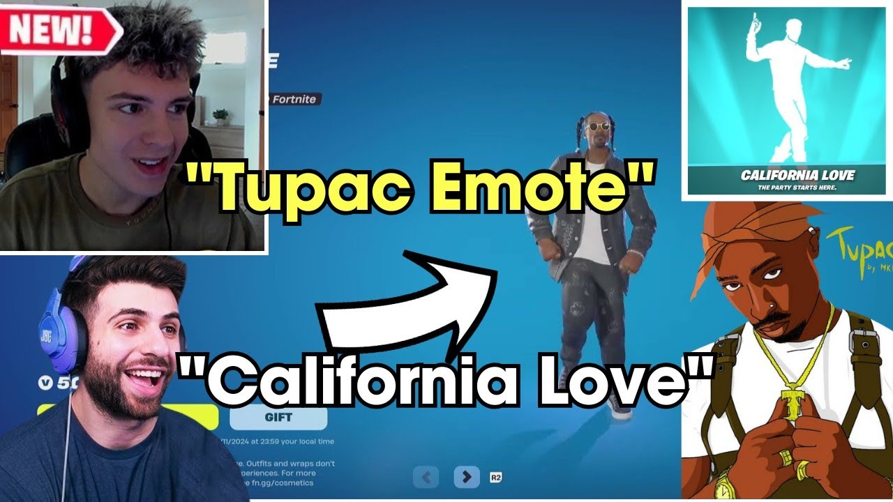 Streamers REACT TO Tupac Emote California Love in FORTNITE!