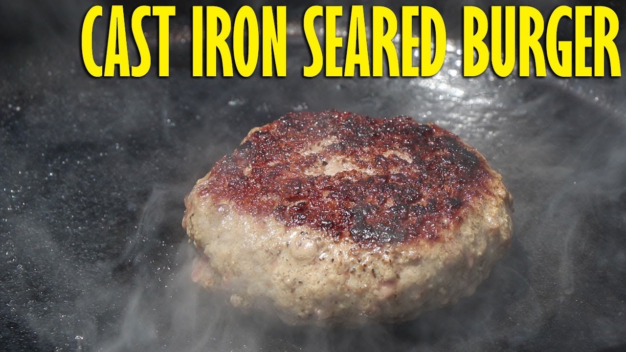Burger Seared In A Cast Iron Pan Using The Vortex To Superheat It