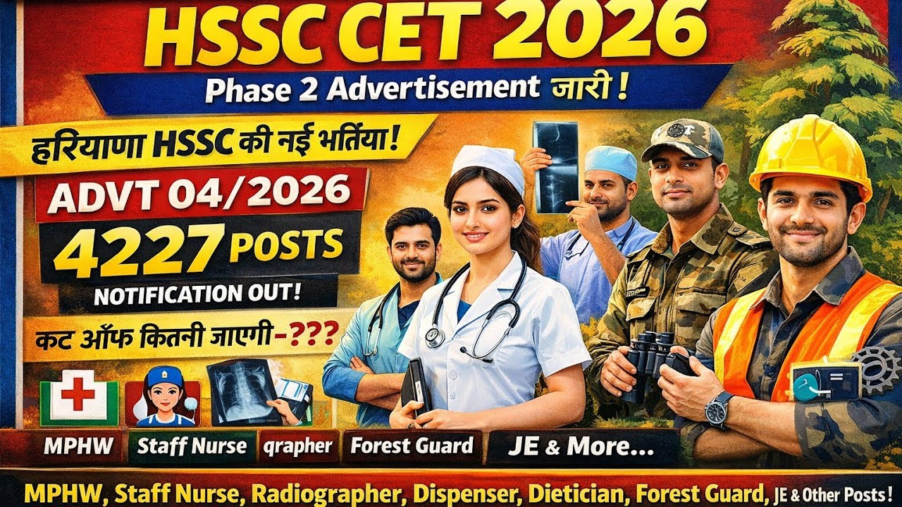 HSSC Advt 04/2026 OUT 🔥 MPHW, Nurse, JE, Forest Guard out 😍 कट ऑफकितनी जाएगी 🤔 एग्जाम कब होगा 🫡#hssc