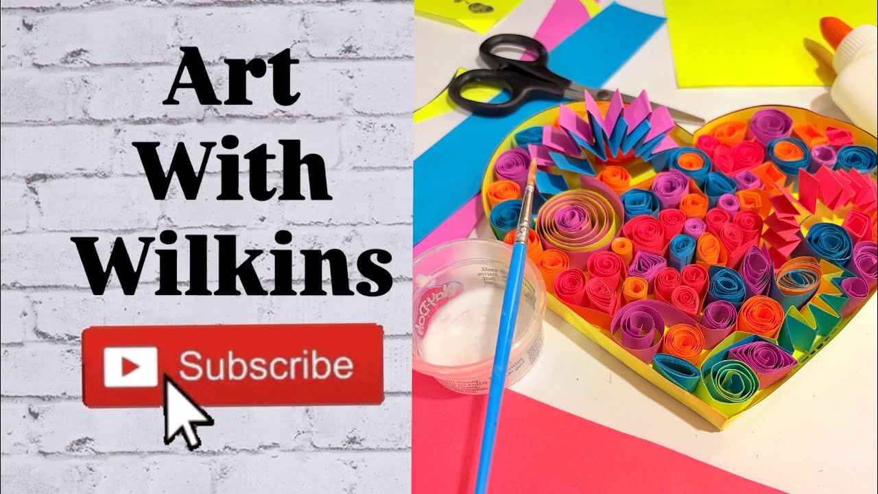 Quilled paper hearts elementary art lesson