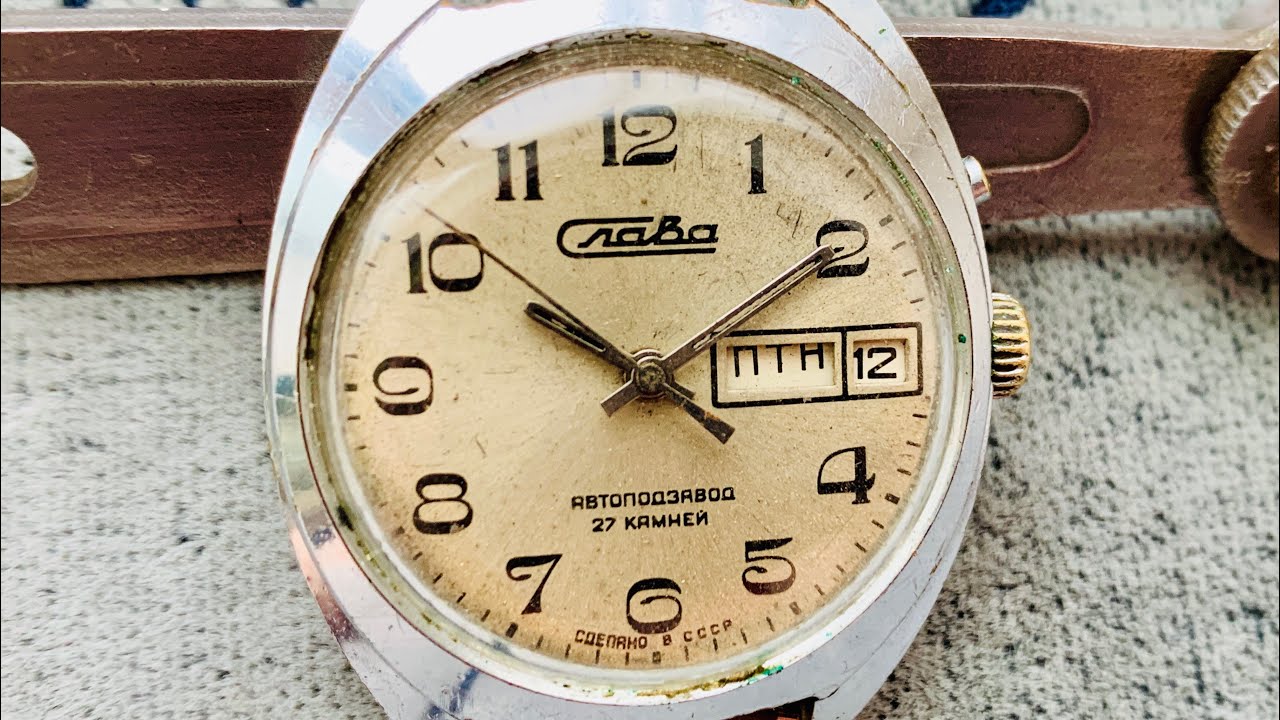 Collectible Watch Slava 27 jewels only manual winding double calendar 2 MChZ made in USSR/Слава Uhr