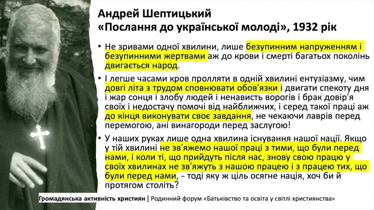 Андрей Шептицький «Слово до української молоді» (Львів, 1932)