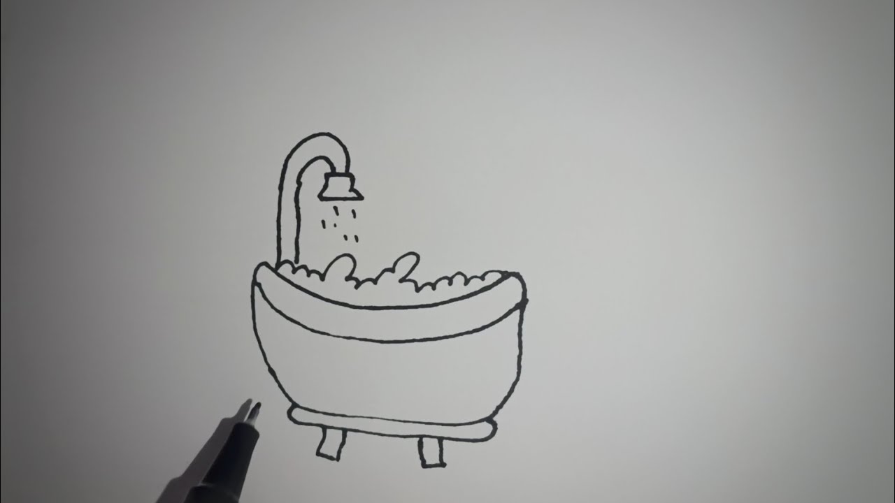 Beautiful Bathtub Drawing Step by Step | Relaxing & Satisfying Art 🎨