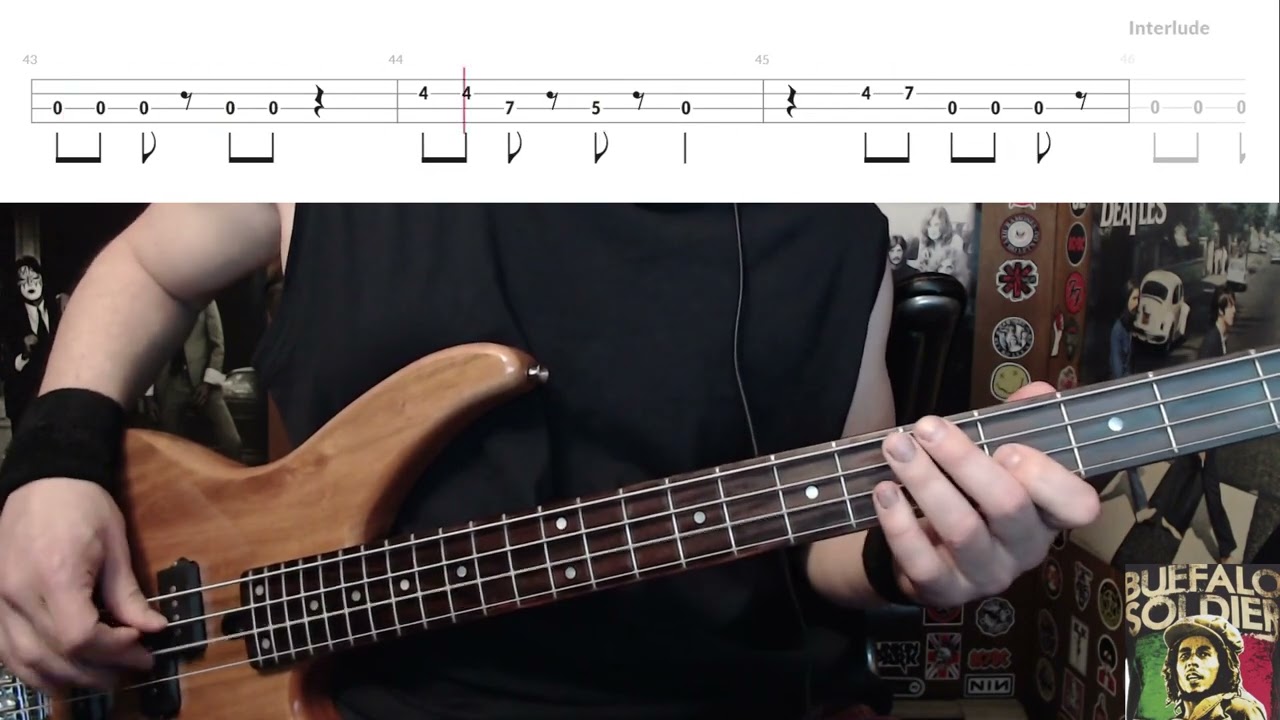 Buffalo Soldier by Bob Marley - Bass Cover with Tabs Play-Along
