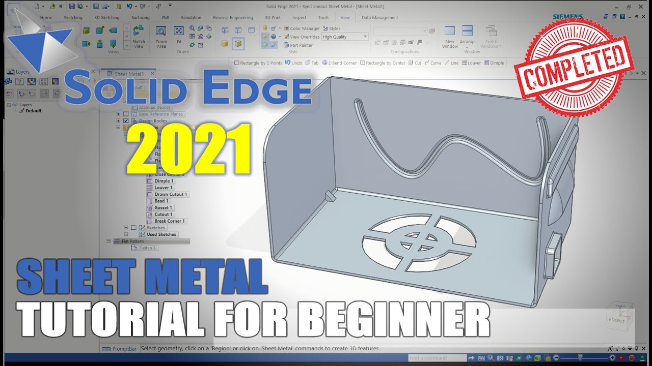 Solid Edge 2021 Sheet Metal Tutorial For Beginner In 8 Minutes [COMPLETE]