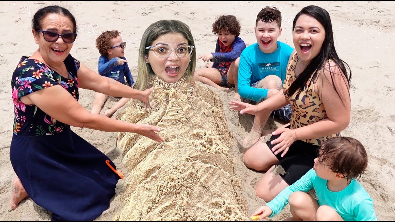 CADU e CAIO BRINCAM e se DIVERTEM com a mamãe na AREIA DA PRAIA Ft Igor e família Barroso e Vovó Gra