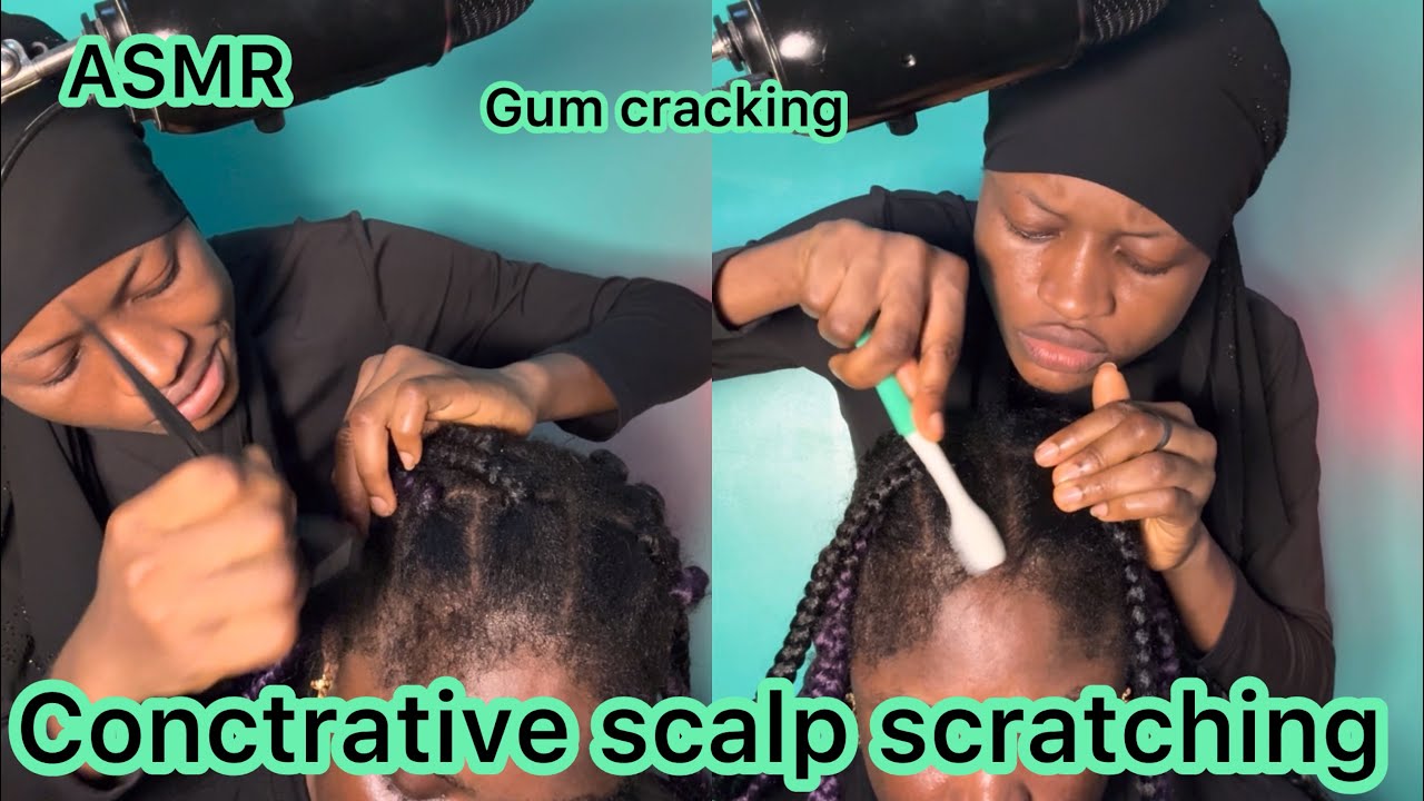 ASMR ✨aggressive gum cracking on @QueenMariamASMR + attentive scalp scratching to combat insomnia