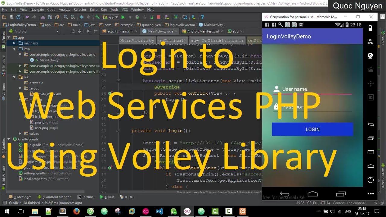 Login to Web Services PHP Using Volley Library In Android