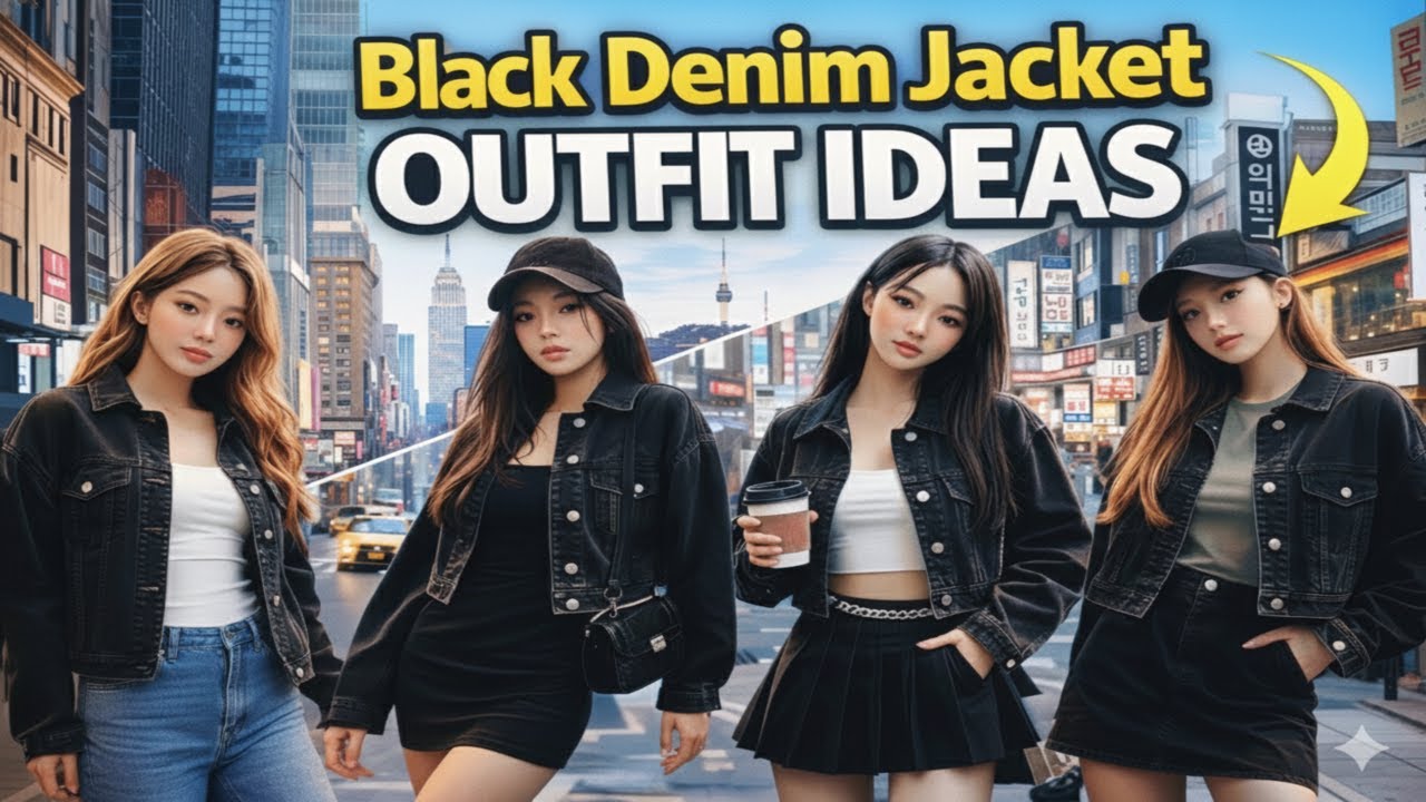STOP! 🛑 Black Denim Jacket Outfit Ideas Girl 100+ Viral Looks for Every Vibe NYC to Seoul Style