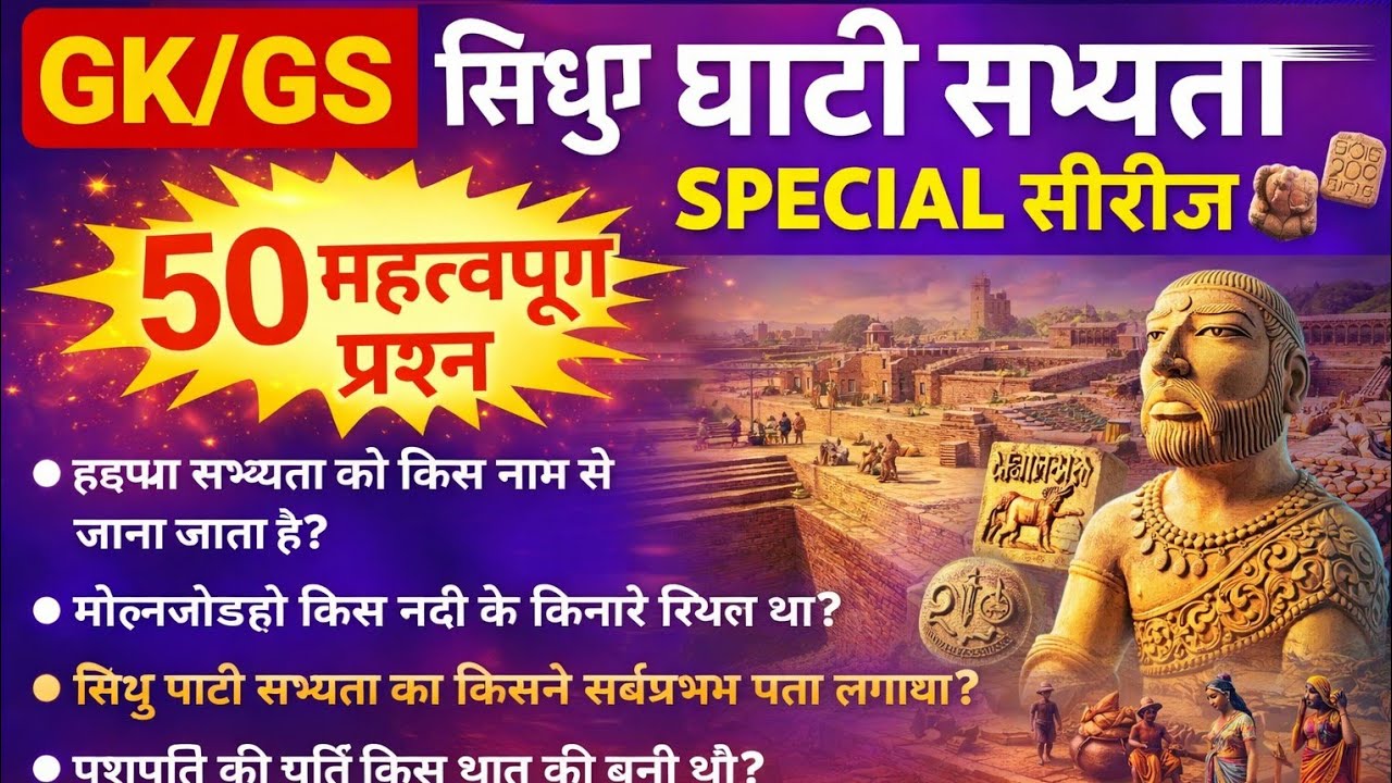 सिंधु घाटी सभ्यता | Sindhu Ghati Sabhyata | Indus Valley Civilization | Gk GS | MCQ