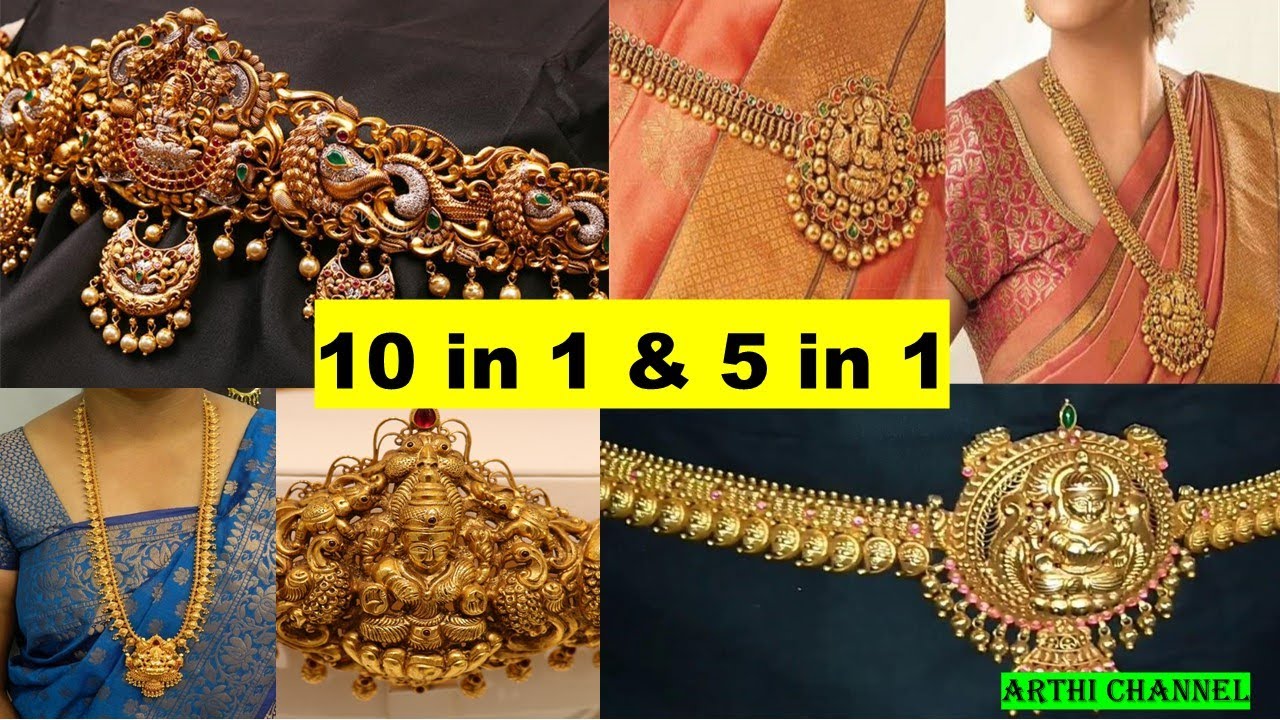 5 in 1 &10 in 1 Gold (Ottiyanam,Haram,Middle Haram,Necklace,Pendant,KaiVangi,Baby Anklet-Ottiyanam)