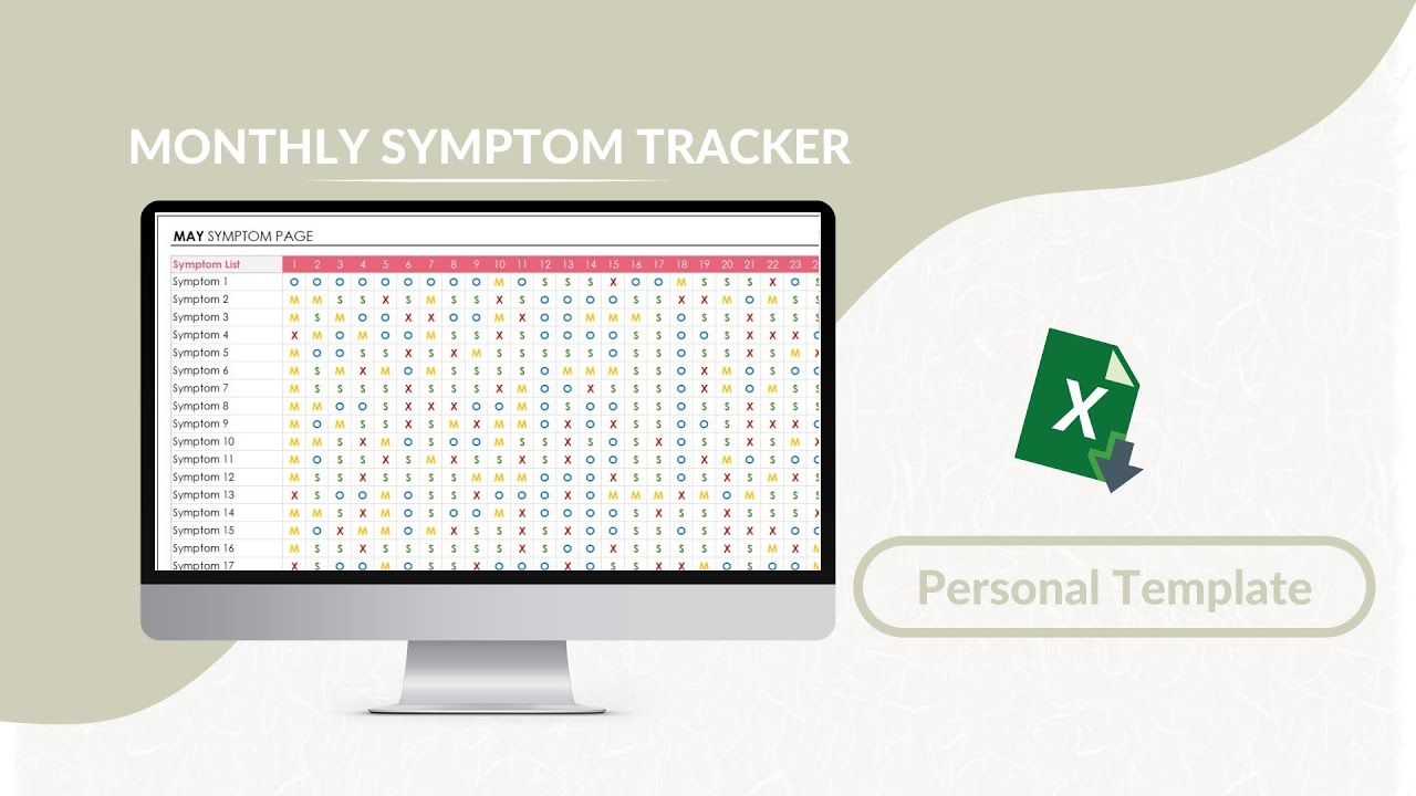 Monthly Symptom Tracker Excel Template