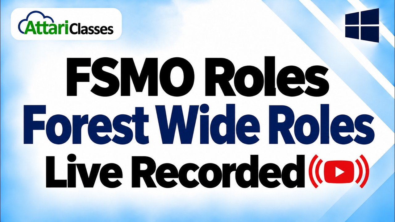 FSMO Roles in Active Directory | What is FSMO Roles | Live Recorded Lecture -