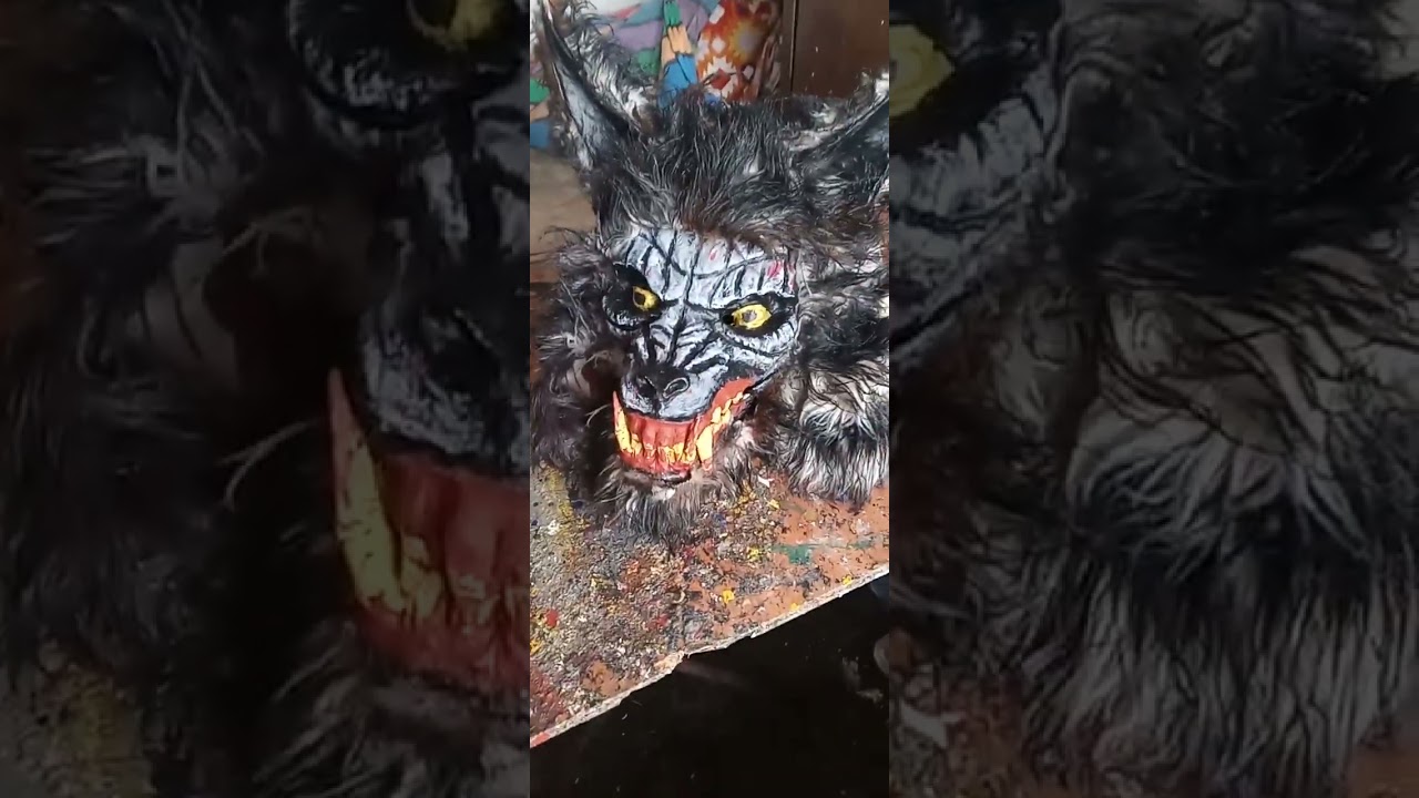 Hombre lobo máscara hecha de papel maché tutorial 